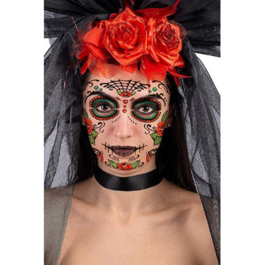 TATUAJE CARA CALAVERA MEXICANA C/ROSAS