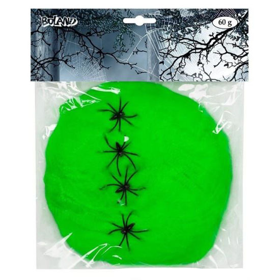 TELARAÑA 60GR VERDE CLARO + 4 ARAÑAS HALLOWEEN