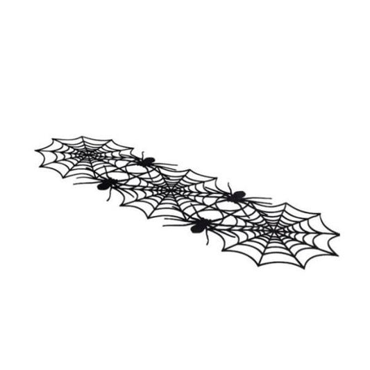 CAMINO MESA C/TELARAÑAS Y ARAÑAS 110X30CM HALLOWEEN FIELTRO NEGRO