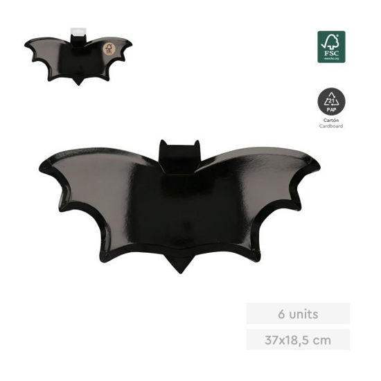 PLATO LLANO FORMA MURCIELAGO 37X18,5CM CARTON 6U
