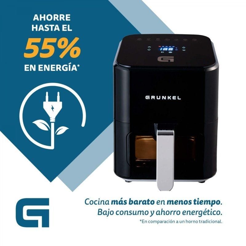 Freidora por Aire Airfryer / Sin Aceite Grunkel Black Easy Fryer/ 1200W/ Capacidad 4L