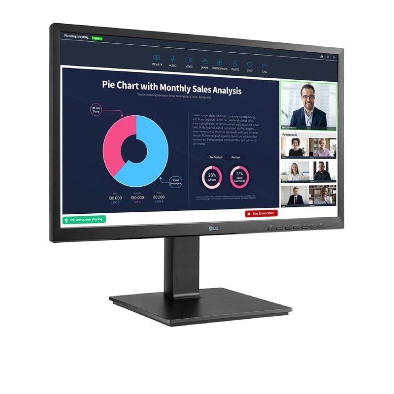 Monitor Profesional LG 24BP75CP-B 23.8"/ Full HD/ Webcam/ Multimedia/ Regulable en altura/ Negro
