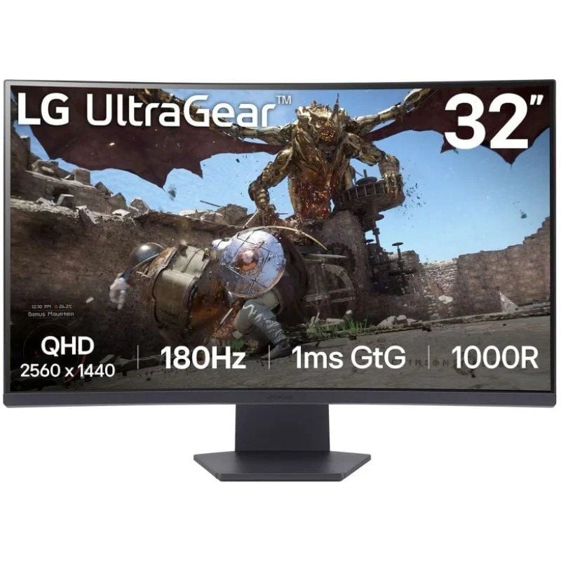 Monitor Gaming Curvo LG UltraGear 32GS60QC-B 31.5"/ QHD/ 1ms/ 180Hz/ VA/ Negro