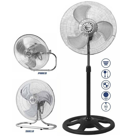 Ventilador 3 en 1 Orbegozo PWS 0547/ Sobremesa/ Pie/ Pared/ 90W/ 3 Aspas 45cm/ 3 velocidades