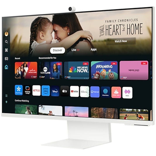 Smart Monitor Samsung M8 S32DM801UU 32"/ 4K/ Multimedia/ Regulable en altura/ Smart TV/ Webcam/ Blanco