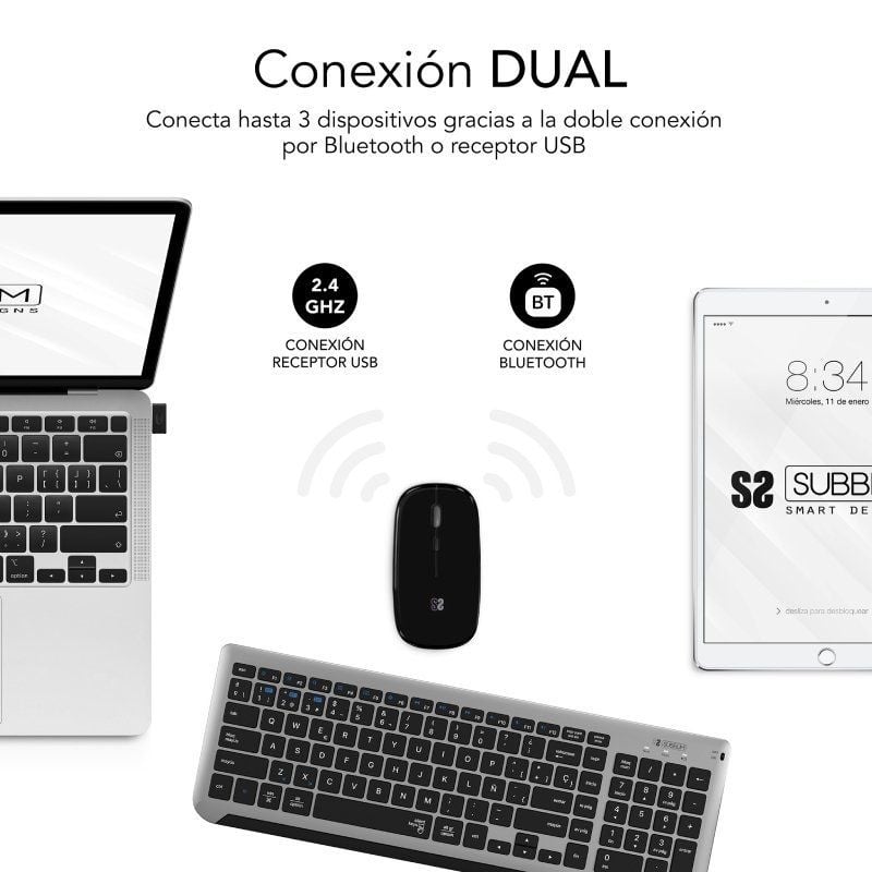 Teclado y Ratón Inalámbrico Subblim Combo Dual Prestige Extendido