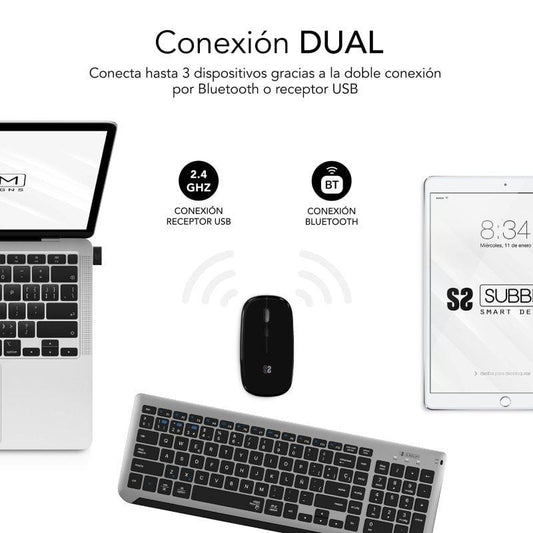Teclado y Ratón Inalámbrico Subblim Combo Dual Prestige Extendido