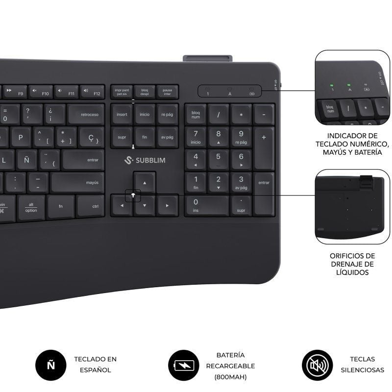 Teclado y Ratón Inalámbrico Subblim Combo Dual Office Prowave/ Negro