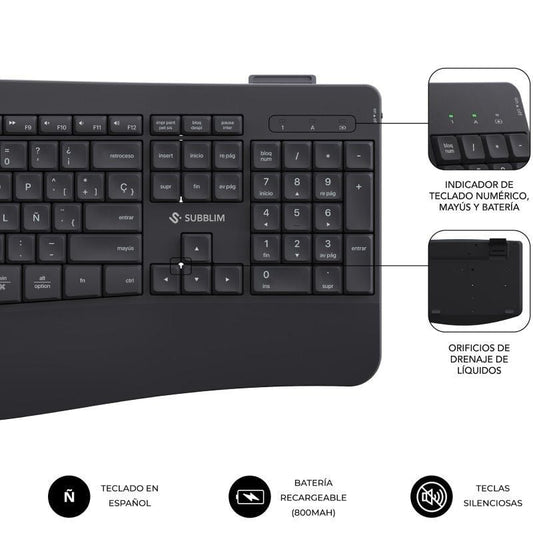 Teclado y Ratón Inalámbrico Subblim Combo Dual Office Prowave/ Negro