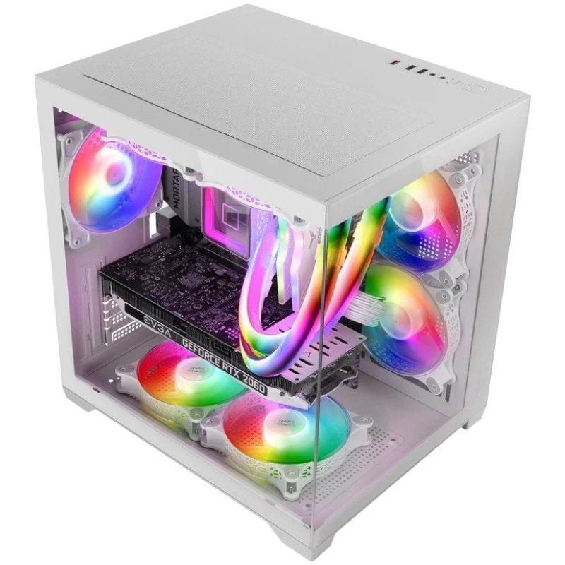 Caja Gaming Minitorre Mars Gaming MC-VIEW2/ Blanca