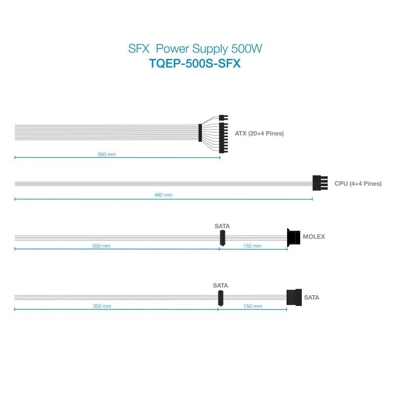 Fuente de Alimentación SFX TooQ TQEP-500S-SFX/ 500W/ Ventilador 8cm