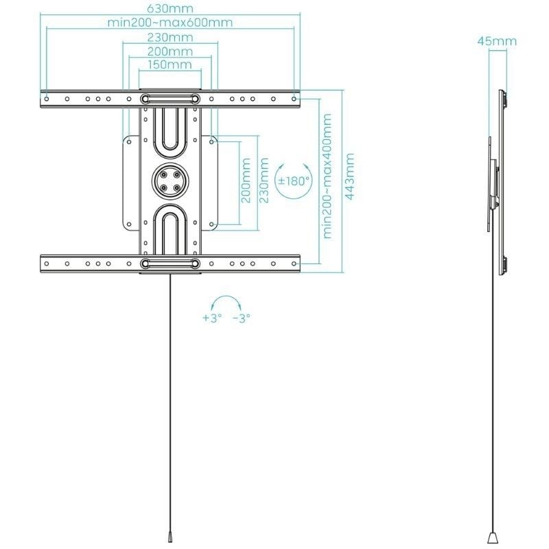 Soporte de Pared Giratorio/ Inclinable/ Nivelable TooQ LP3780F-R para TV de 37-80"/ hasta 50kg