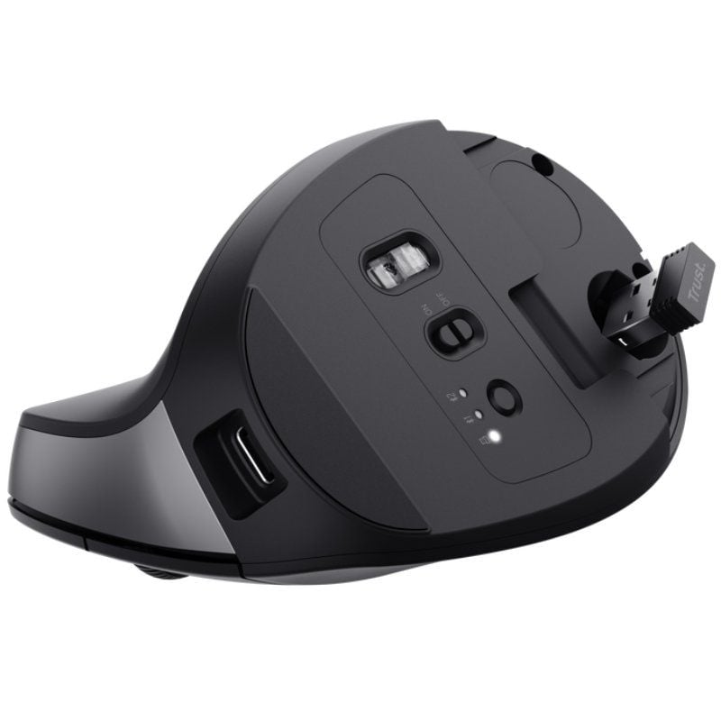 Ratón Vertical Inalámbrico por Bluetooth Trust Bayo+/ Batería Recargable/ Hasta 2400 DPI