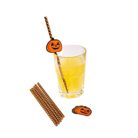 PAJITAS PAPEL CALABAZA HALLOWEEN 6U.