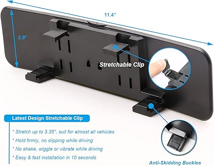 Kitbest - Espejo retrovisor universal para el interior del coche, espejo retrovisor panorámico, gran angular, convexo, SUV, camiones (11.4 pulgadas de largo x 2.9 pulgadas de alto) Visita la tienda de Kitbest