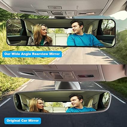 Kitbest - Espejo retrovisor universal para el interior del coche, espejo retrovisor panorámico, gran angular, convexo, SUV, camiones (11.4 pulgadas de largo x 2.9 pulgadas de alto) Visita la tienda de Kitbest