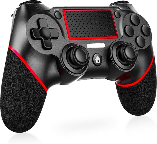 Mando para PS-4, Game Mando Inalámbrico para P-S4/Slim/Pro Gamepad Joystick con Dual Vibración/6 Axis Gyro Sensor/Activación/Touch Panel/Audio Jack Speaker(Rojo)