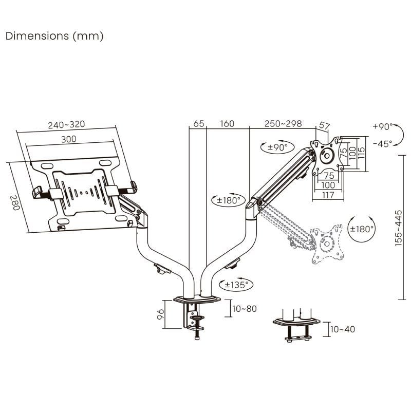 Soporte de Mesa Orientable/ Inclinable DTL32TSR-195 para TV y Portátil de 17-32"