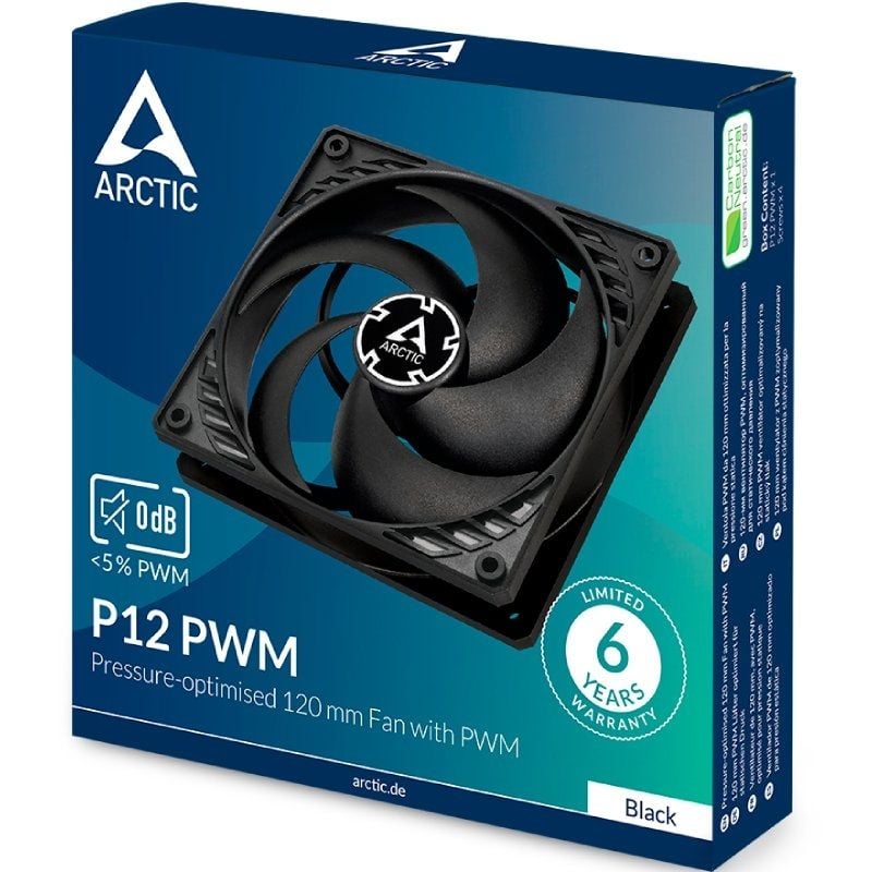 Ventilador Arctic P12 PWM PST/ 12cm/ Negro
