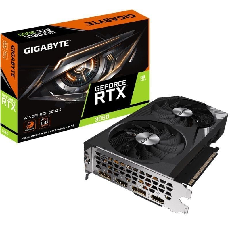 Tarjeta Gráfica Gigabyte GeForce RTX 3060 WindForce OC Rev 2/ 12GB GDDR6/ LHR
