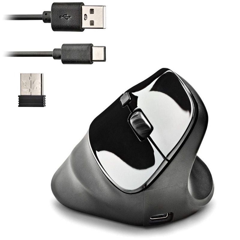 Ratón Vertical Inalámbrico NGS EVO Moksha/ Batería recargable/ Hasta 2400 DPI