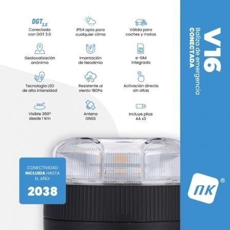 Luz baliza de emergencia para coche NK Connected EL2024-C1 V16/ Homologada/ Base Imantada/ Geolocalizable/ Funciona a Pilas