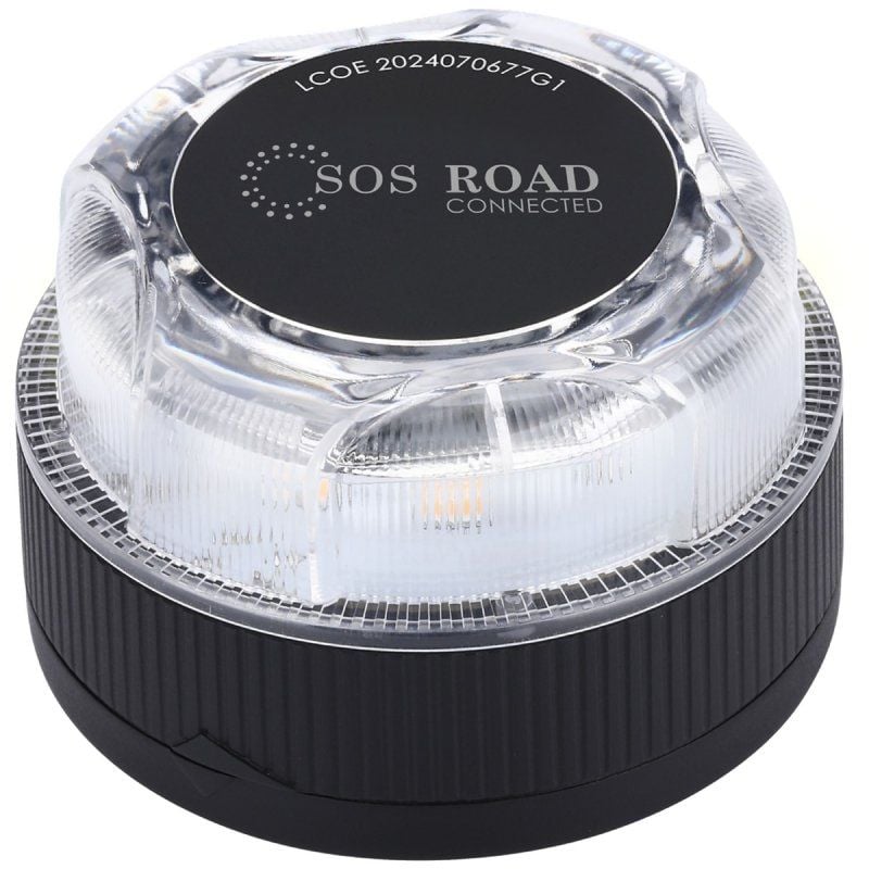 Luz baliza de emergencia para coche SOS Road Connected EL2024 V16/ Homologada/ Base Imantada/ Geolocalizable/ Funciona a Pilas