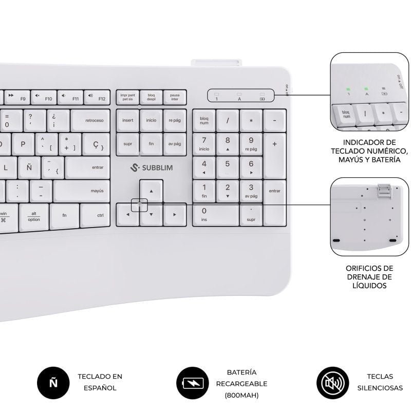 Teclado y Ratón Inalámbrico Subblim Combo Dual Office Prowave/ Blanco